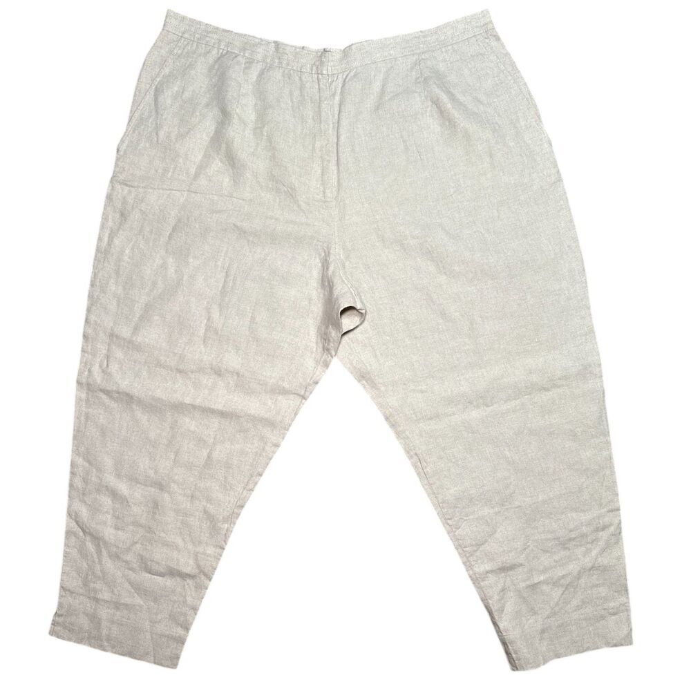 Kate Hill 100% Linen Wide-Leg High Waisted Pant Sz: 22w